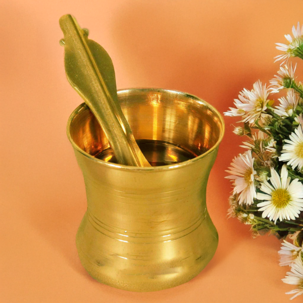 Brass Panchpatra with Spoon