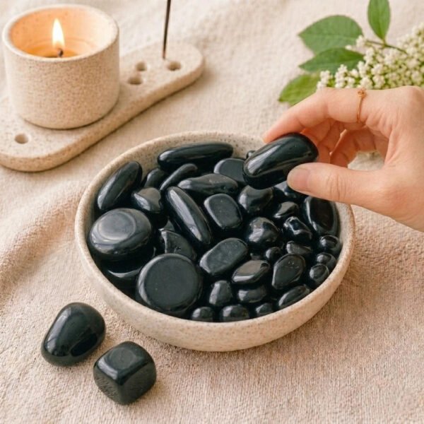 Black Obsidian Tumbled Stones - Set of 3