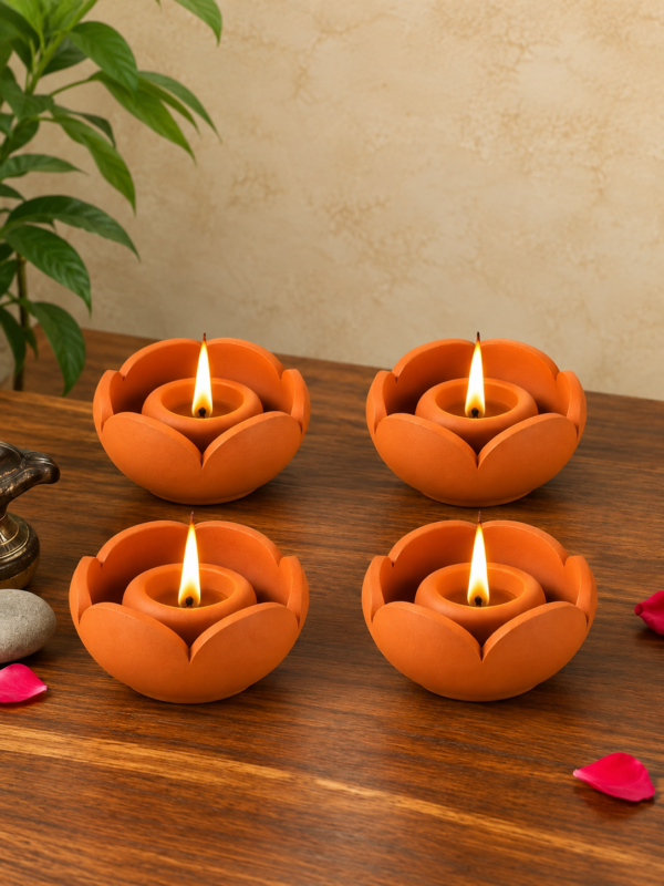 Lotus Design Diyas - Set of 4