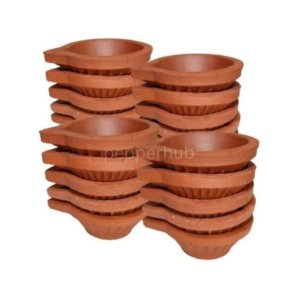 Terracotta Deep Diyas - Set of 6